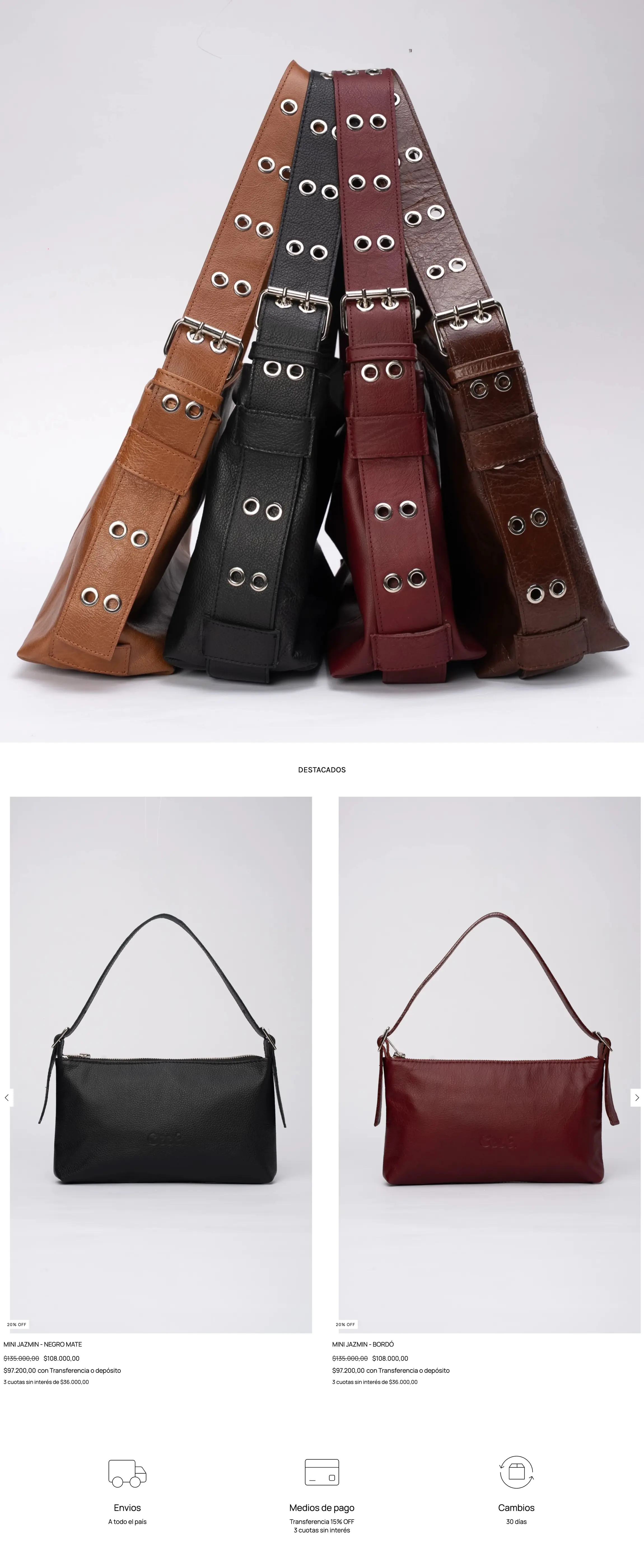 Portada de cecebags.com.ar en un portátil